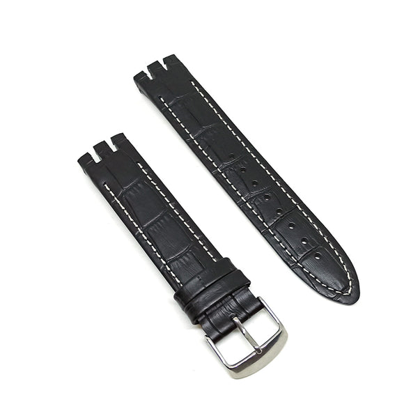 Swatch Irony New Big YTS400 , YTS401 , YTS402 , YTS403 , YTS409 , YTS713 , YTB400 - 20mm Black Genuine Leather  Replacement Watch Strap Band