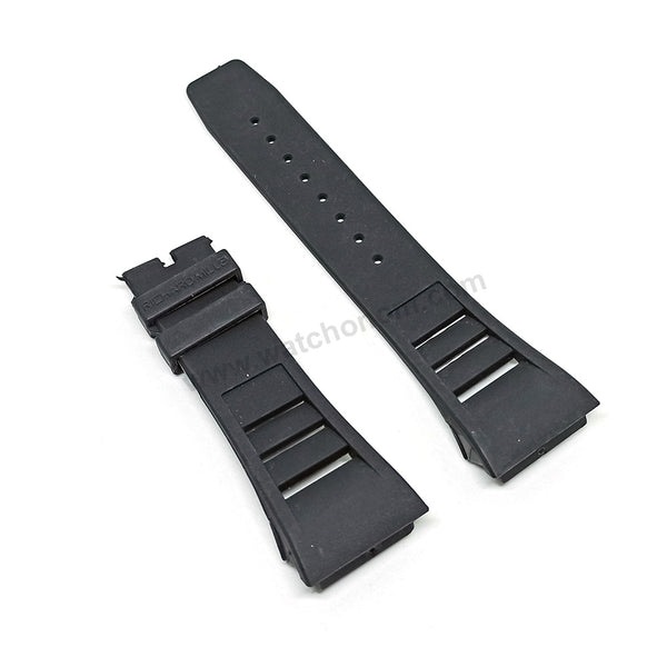 Fits/For Richard Mille 111 - 22mm Black Rubber Replacement Watch Band Strap