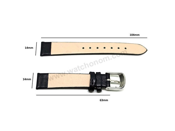 Danish Design IV15Q587 , IV15Q585 , IV17Q566 , IV15Q566 , IV11Q272 , IV11Q858 with 14mm Black Faux Leather Replacement Watch Band Strap