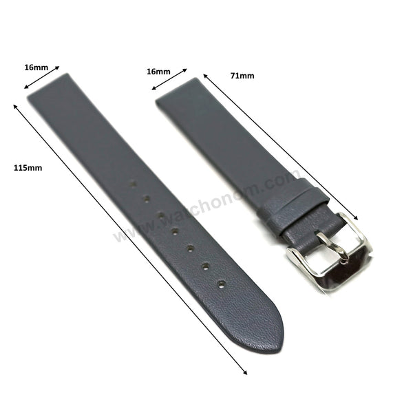 Hugo Boss 1540109 Edgy , 1540044 Fearless , 1502461 Elegant Flat fits with 16mm Gray Faux Leather Replacement Watch Band Strap