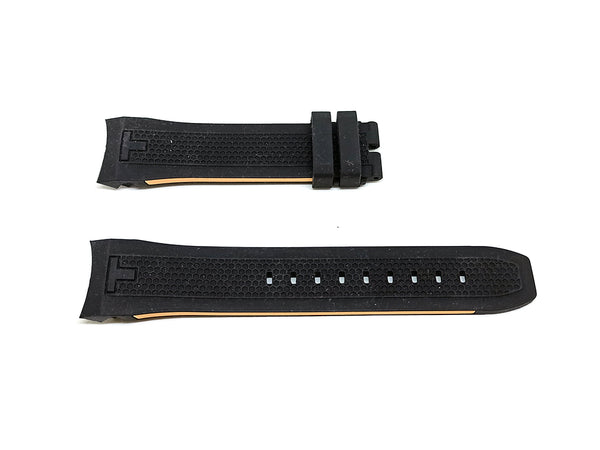 23mm Black Rubber with Light Orange Lines Replacement Watch Strap Band fits with Tissot PRS 516 T079427