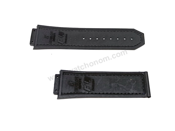 19mm Black Rubber Blue Stitch Replacement Watch Band Strap Compatible Hublot King Power F1 Formula 48mm