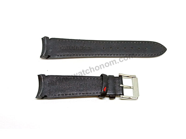 21mm Handmade Red Stitch on Black Genuine Leather Watch Band Strap Compatible For Seiko Sportura Chronograph 7T04-0AL0 - SPC141P1