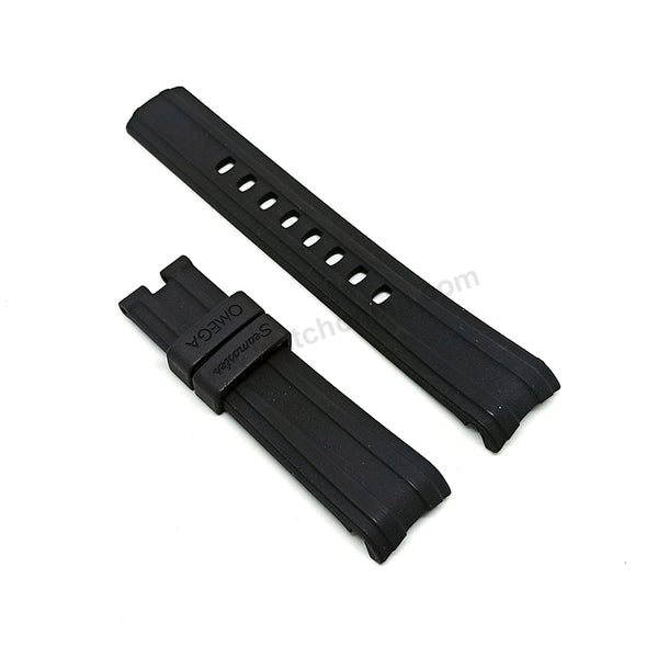 Fits/For Omega Seamaster - 20mm Black Rubber Curved end Replacement Watch Band Strap