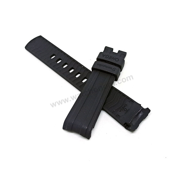 Fits/For Omega Seamaster - 20mm Black Rubber Curved end Replacement Watch Band Strap