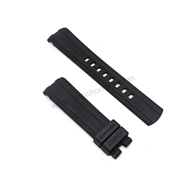 Fits/For Omega Seamaster - 20mm Black Rubber Curved end Replacement Watch Band Strap