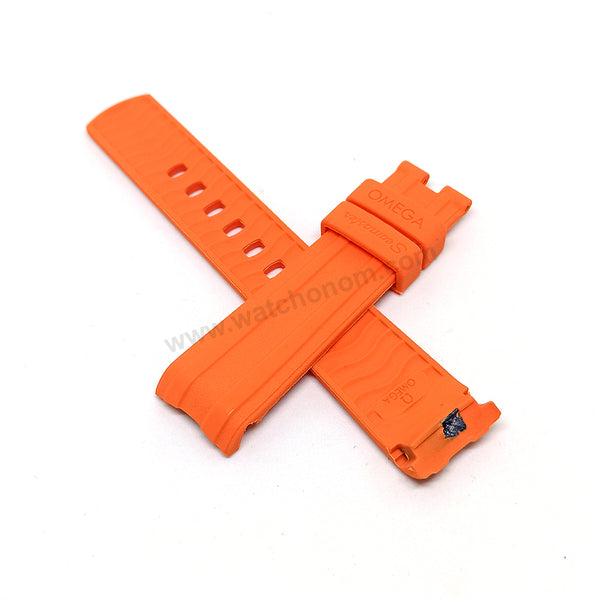 Fits/For Omega Seamaster - 20mm Orange Rubber Curved end Replacement Watch Band Strap