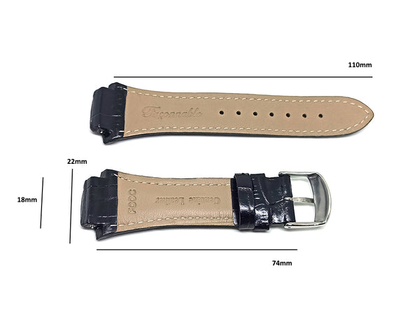 Faconnable Cocoon Fits with 18mm Black Genuine Leather Replacement Watch Band Strap Bracelet