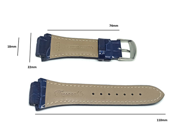 Faconnable Cocoon Fits with 18mm Navy Parliament Blue Genuine Leather Replacement Watch Band Strap Bracelet