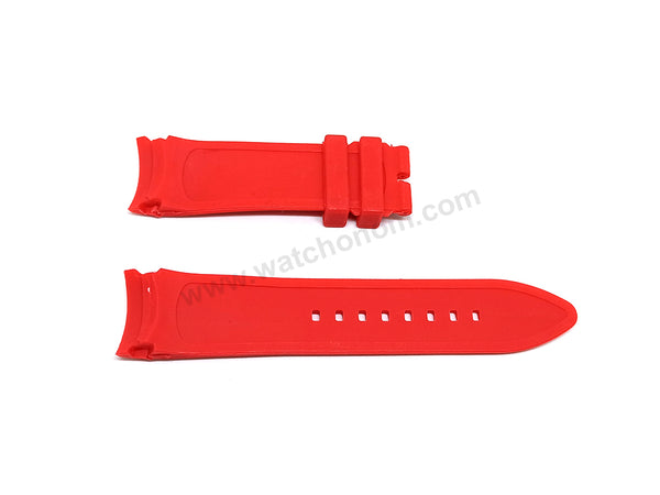 Compatible for Porsche Design Regulator - 24mm RED Curved end Rubber Tire Pattern Replacement Watch Band Strap
