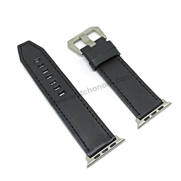 Apple Watch Series 3, 4, 5, 6, 7, SE fits with 34mm Black Leather Fossil Style Watch Band Strap