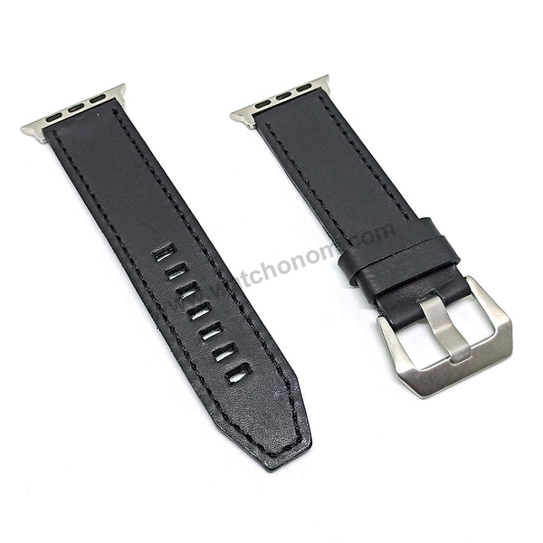 Apple Watch Series 3, 4, 5, 6, 7, SE fits with 34mm Black Leather Fossil Style Watch Band Strap