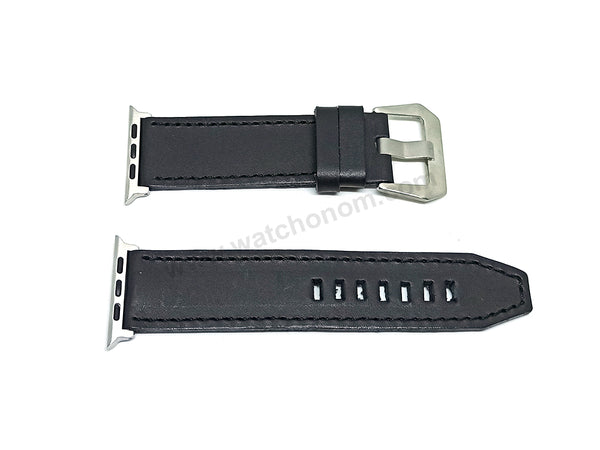 Apple Watch Series 3, 4, 5, 6, 7, SE fits with 34mm Black Leather Fossil Style Watch Band Strap