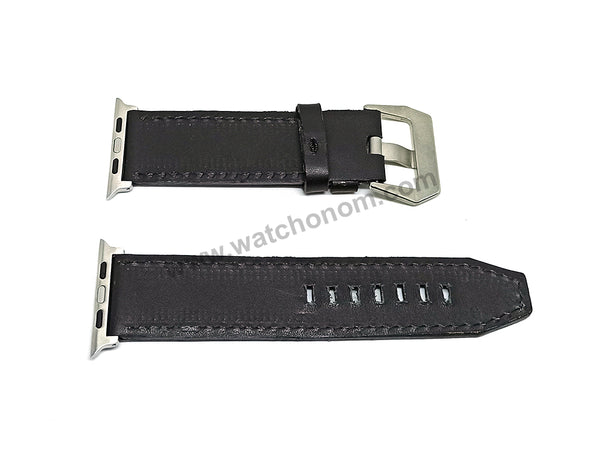 Apple Watch Series 3, 4, 5, 6, 7, SE fits with 34mm Black Leather Fossil Style Watch Band Strap