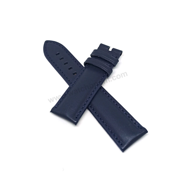 Fossil Grant FS5061 , FS5252 , FS4835 , FS4835IE , ME3054 - Fits with 22mm Navy Blue Genuine Leather Replacement Watch Band Strap