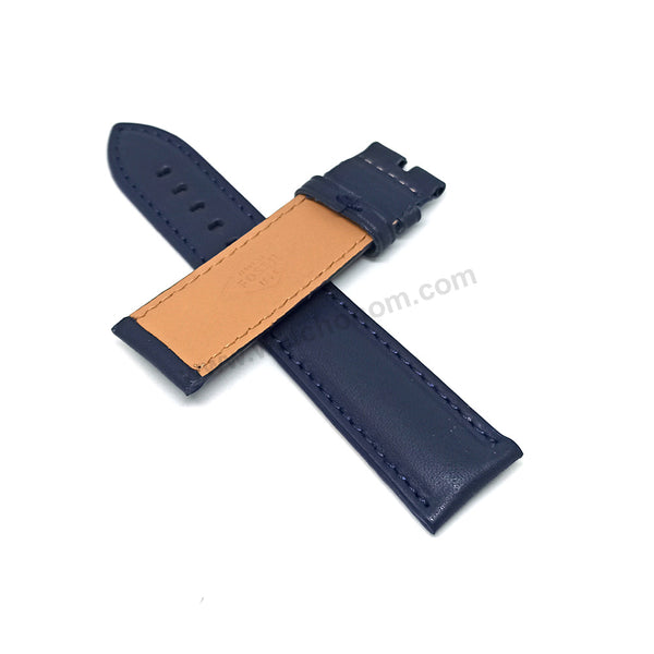 Fossil Grant FS5061 , FS5252 , FS4835 , FS4835IE , ME3054 - Fits with 22mm Navy Blue Genuine Leather Replacement Watch Band Strap