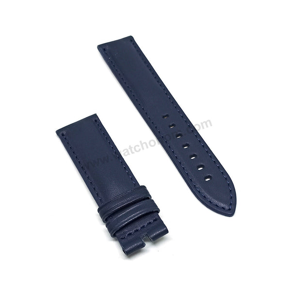 Fossil FS5790 , FS5454 , FS5662 , FS5448 , FTW4002 , ME3102 , BQ2189 - Fits with 22mm Navy Blue Genuine Leather Replacement Watch Band Strap