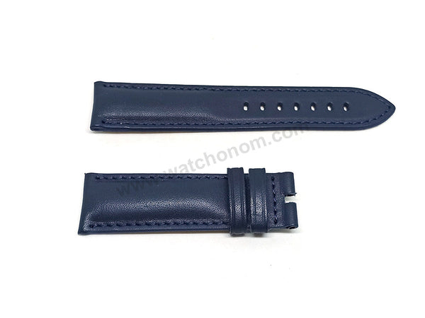 Fossil FS5790 , FS5454 , FS5662 , FS5448 , FTW4002 , ME3102 , BQ2189 - Fits with 22mm Navy Blue Genuine Leather Replacement Watch Band Strap