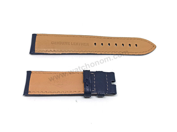 Fossil FS5790 , FS5454 , FS5662 , FS5448 , FTW4002 , ME3102 , BQ2189 - Fits with 22mm Navy Blue Genuine Leather Replacement Watch Band Strap