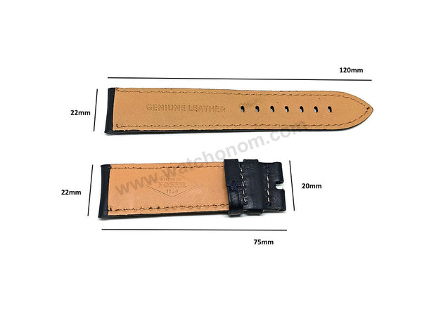 Fossil FS5665 Copeland  - BQ2364 Fennmore - ME3130 , FS5133 Dean - Fits with 22mm Black Genuine Leather Replacement Watch Band Strap