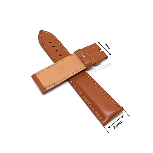 Fossil FS5069 , BQ2097 , BQ2044 , FTW7007 , BQ2315 , BQ2316 , BQ2409 - Fits with 22mm Light Brown / Tan Genuine Leather Replacement Watch Band Strap