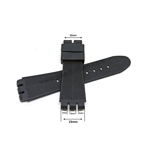 Fits/For Swatch Irony the Chrono YOS Series YOS440 , YOS449 , YOS401G , YOS447 , YOS448 - 23mm Black Replacement Rubber Watch Band Strap