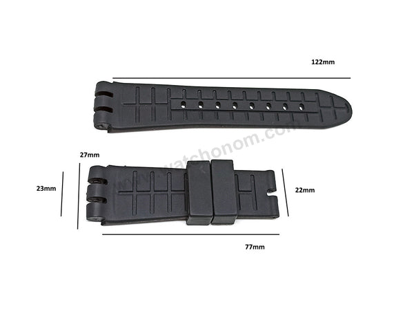 Fits/For Swatch Irony the Chrono YOS Series YOS440 , YOS449 , YOS401G , YOS447 , YOS448 - 23mm Black Replacement Rubber Watch Band Strap