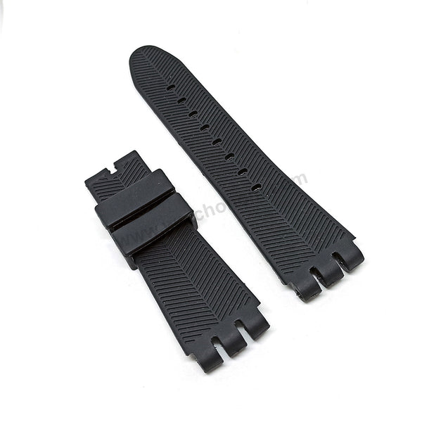 Fits/For Swatch Irony the Chrono YOS Series YOS440 , YOS449 , YOS401G , YOS447 , YOS448 - 23mm Black Replacement Rubber Watch Band Strap