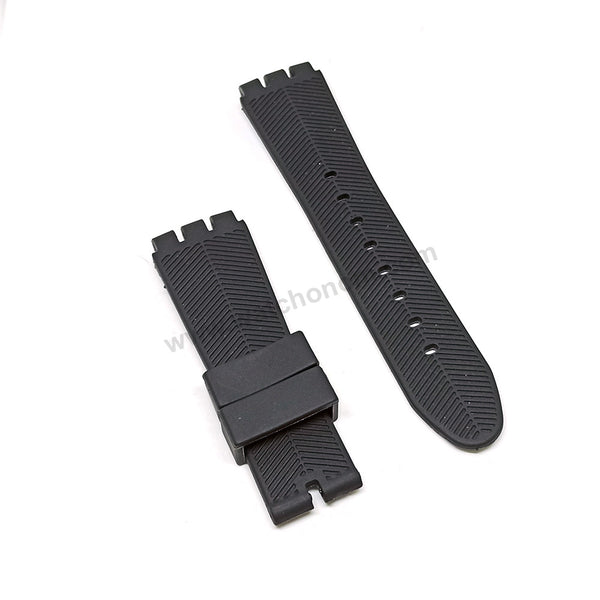 Fits/For Swatch Irony the Chrono YOS Series YOS440 , YOS449 , YOS401G , YOS447 , YOS448 - 23mm Black Replacement Rubber Watch Band Strap