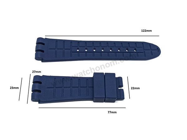 Fits/For Swatch Irony the Chrono YOS Series YOS440 , YOS449 , YOS401G , YOS447 , YOS448 - 23mm Navy Blue Replacement Rubber Watch Band Strap