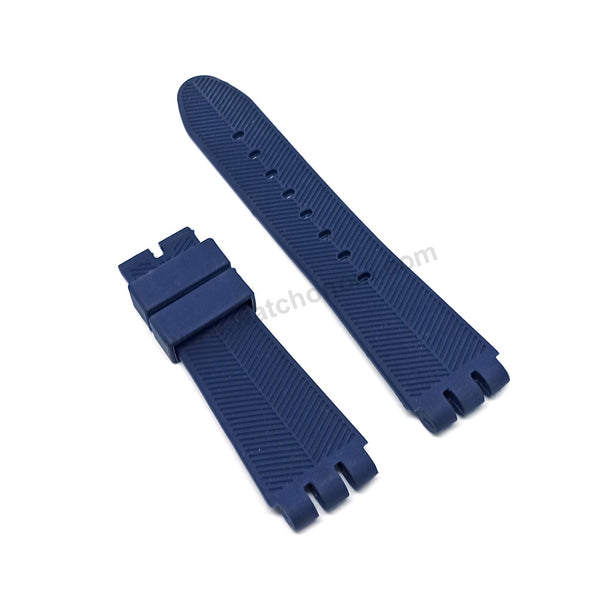 Fits/For Swatch Irony the Chrono YOS Series YOS440 , YOS449 , YOS401G , YOS447 , YOS448 - 23mm Navy Blue Replacement Rubber Watch Band Strap