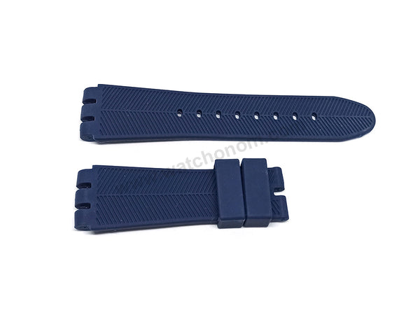 Fits/For Swatch Irony the Chrono YOS Series YOS440 , YOS449 , YOS401G , YOS447 , YOS448 - 23mm Navy Blue Replacement Rubber Watch Band Strap