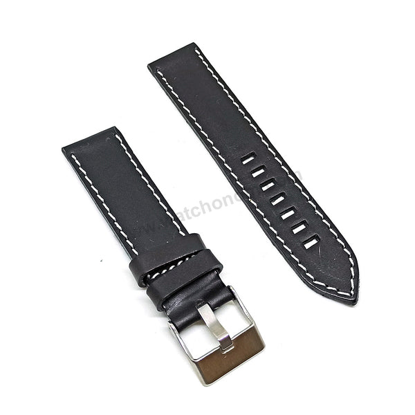 Fits/For Fossil ME1153 , BQ2055 , JR1461 - 22mm Black Genuine Leather Replacement Watch Band Strap