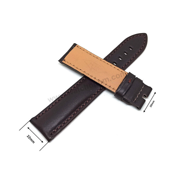 Fossil FS5901 , FTW4003 , FTW2119 , FTW10012 ,  BQ2363 , BQ2432 , BQ2650 Fennmore - Fits with 22mm Dark Brown Genuine Leather Replacement Watch Band Strap