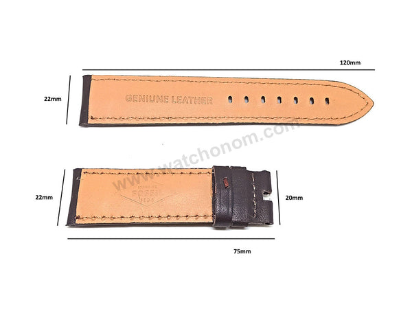 Fossil FS5901 , FTW4003 , FTW2119 , FTW10012 ,  BQ2363 , BQ2432 , BQ2650 Fennmore - Fits with 22mm Dark Brown Genuine Leather Replacement Watch Band Strap