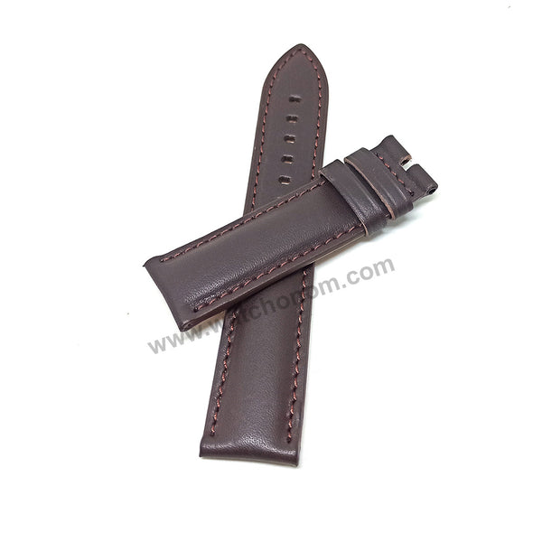 Fossil FS4533 , FS4735 , ME3052 , ME3099 , ME3100 , FS5068 , FTW1118 , FS5356 Grant - Fits with 22mm Dark Brown Genuine Leather Replacement Watch Band Strap