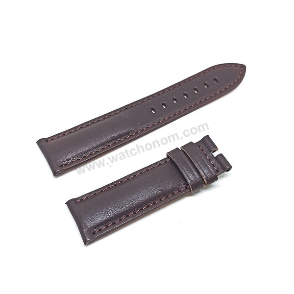 Fossil FS5440 , FS5464 , FS5499 , FS5633 , FS5966 , FS6019 , FS6006 Minimalist - Fits with 22mm Dark Brown Genuine Leather Replacement Watch Band Strap