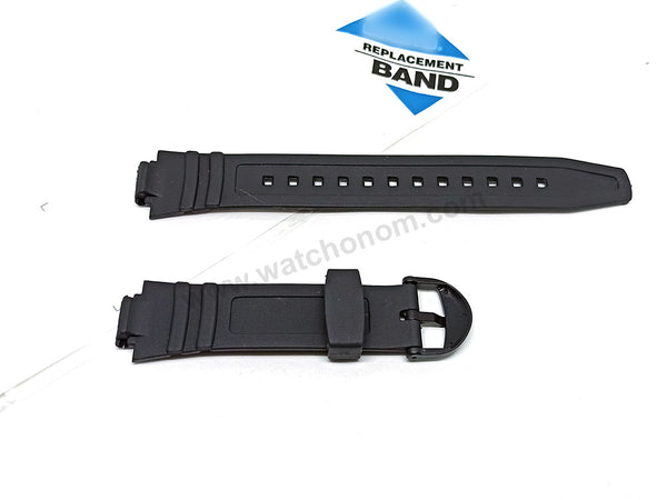 Fits/For Casio AQ-180W , W-213 - 14mm Black Rubber Replacement Watch Band Strap