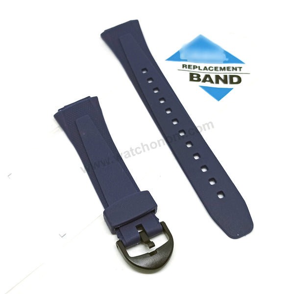 Fits/For Casio W-752 , W-753 , W-755 - 18mm Navy Blue Rubber Replacement Watch Band Strap