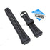 Fits/For Casio W-210 - 18mm Black Rubber Replacement Watch Band Strap