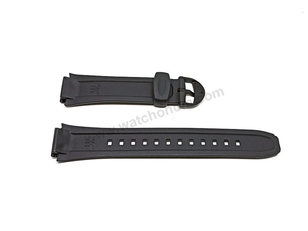 Fits/For Casio W-210 - 18mm Black Rubber Replacement Watch Band Strap