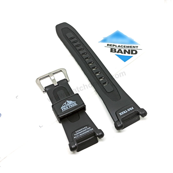 Fits/For Casio Protrek PRG-40 , PRG-240 - Black Rubber Replacement Watch Band Strap Belt