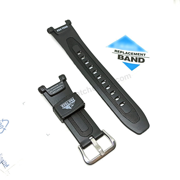 Fits/For Casio Protrek PRG-40 , PRG-240 - Black Rubber Replacement Watch Band Strap Belt