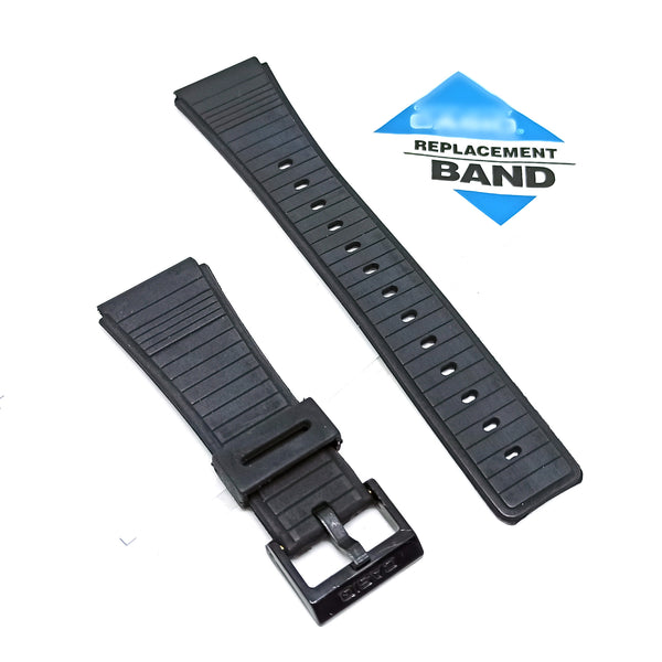 Fits/For Casio DataBank DBC-60 , DBC-61 , DBC-62 , DBC-80 , DBX-102 , DCC-32 , SDB-610 - 22mm Black Rubber Replacement Watch Band Strap