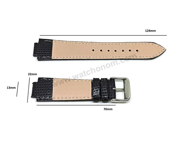 Fits/For Casio Edifice EF-101 , EF-111 - 13mm Black Genuine Leather with White Stitched Replacement Watch Band Strap