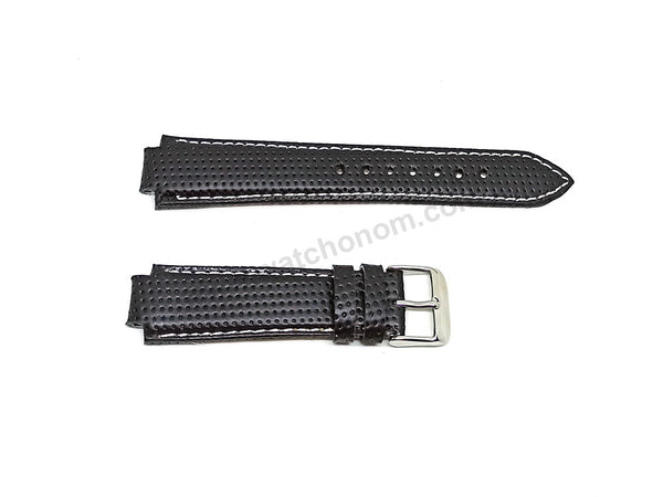 Fits/For Casio Edifice EF-101 , EF-111 - 13mm Black Genuine Leather with White Stitched Replacement Watch Band Strap