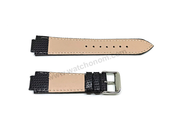 Fits/For Casio Edifice EF-101 , EF-111 - 13mm Black Genuine Leather with White Stitched Replacement Watch Band Strap