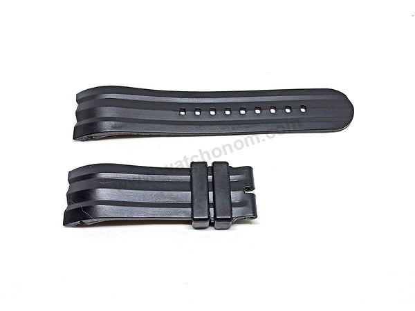 Fits/For Nautica A43006G , A43007G , A43008G , A32516G - 24mm Black Rubber Silicone Curved End Replacement Watch Band Strap