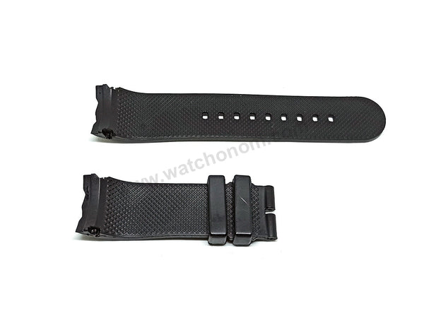 Fits/For Nautica A43006G , A43007G , A43008G , A32516G - 24mm Black Rubber Silicone Curved End Replacement Watch Band Strap