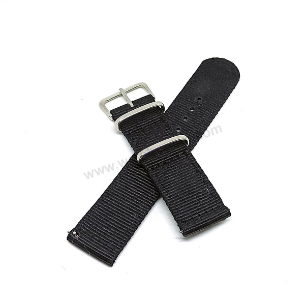 Fits/For Seiko 5 4R36-03N0 - SRP625J1 , SRP625K1  - 22mm Black Nylon Textile Quick Removal Replacement Watch Band Strap